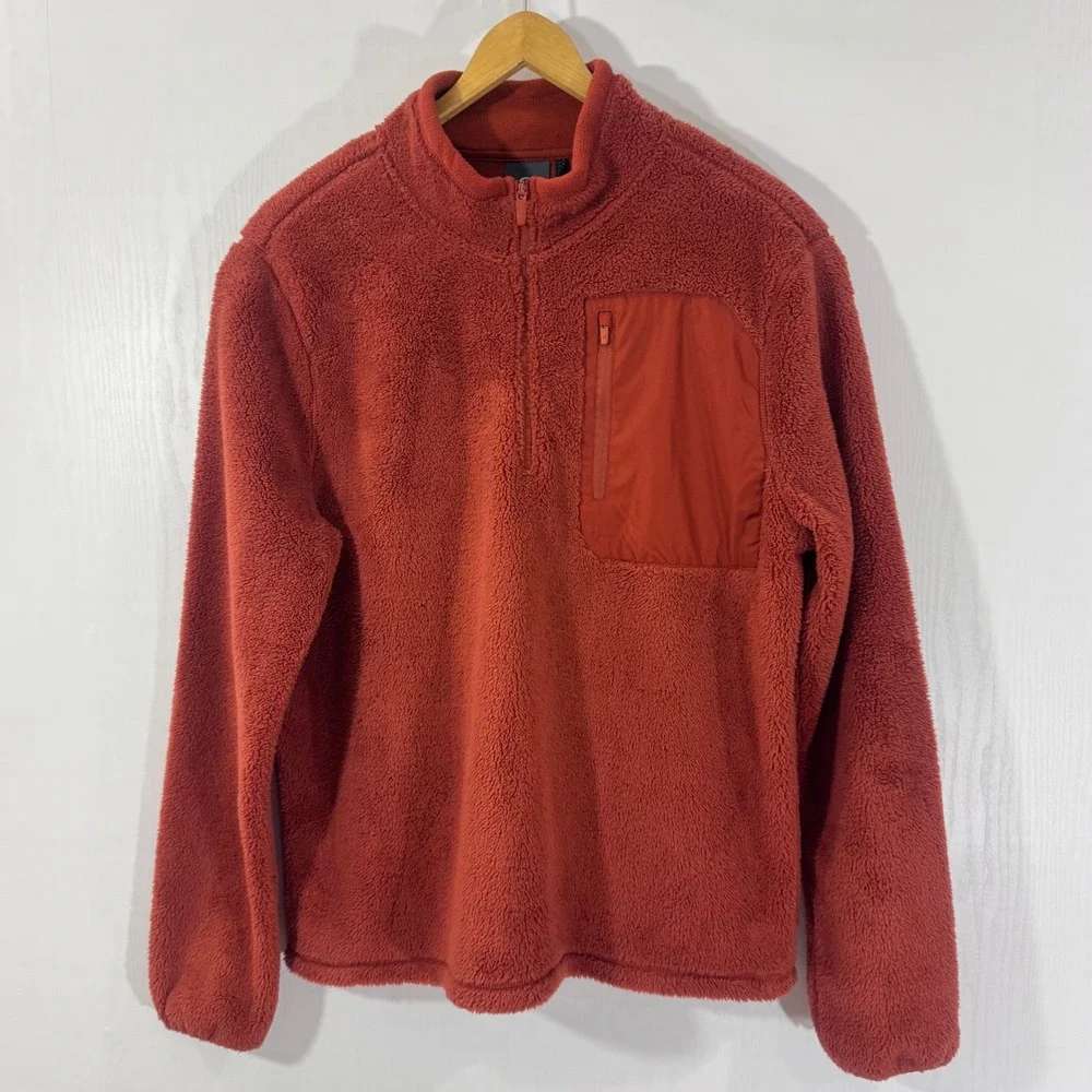 Champion C9 Half Zip Pullover Fleece Jacket Mens Size Large Sherpa‎ Rust Orange